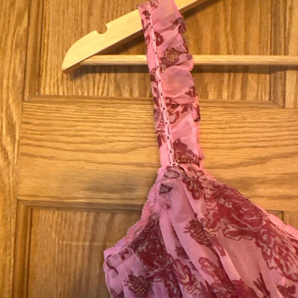 FREE PEOPLE Weekend Plans Pink Smocked Floral Ruffle Bodysuit - Picture 15 of 16